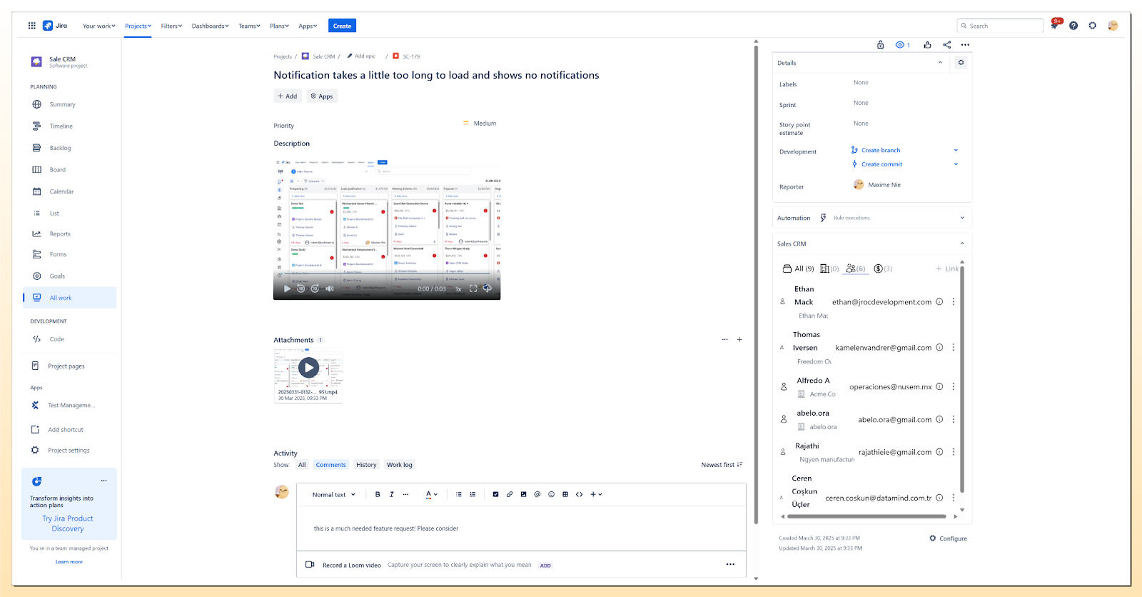 JSM Integration For Sales CRM For Jira